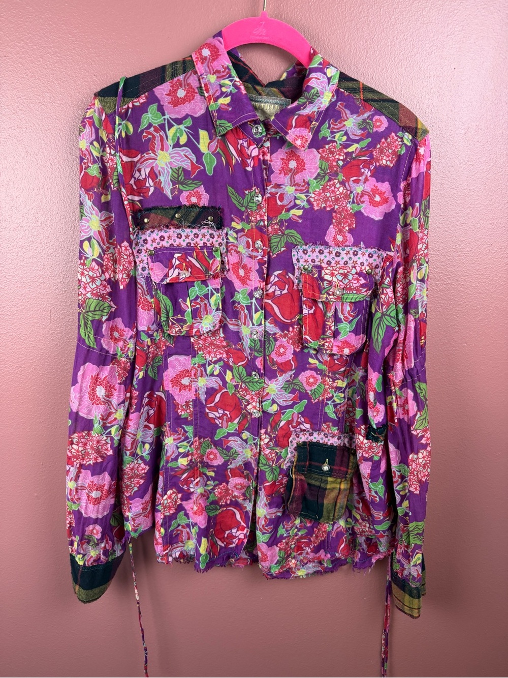 Yellowfield 8 for Johnny Was Silk Blend Floral Blouse Size Medium Frederic Passy